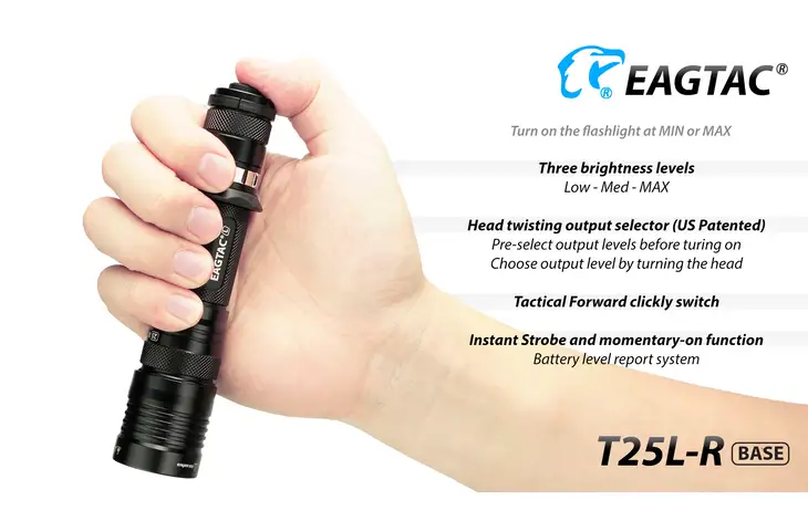 EAGTAC USB Rechargeable T25LR XHP35 Tactical Flashlight Base w/ Free Shipping and Handling — 2 models - view 6